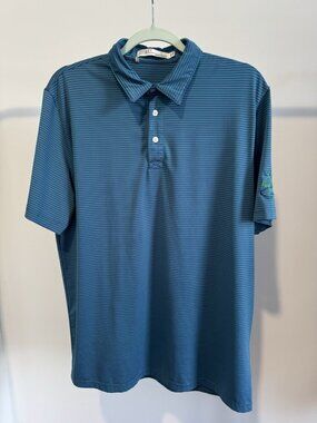Criquet Golf Polo Men's Large Blue Striped Pima Cotton Edisto Club